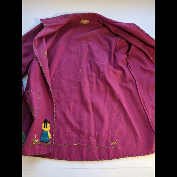 La Mexicana 50’s Vintage Wool Mexico Tourist Jacket Felt Applique Dancers READ - Picture 5 of 16